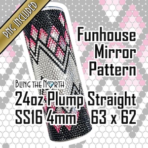 FUNHOUSE MIRROR Rhinestone Pattern Template | SS16 4mm | 24oz Plump Straight | Bling Tumbler Design | Bling the North | PNG for Sublimation
