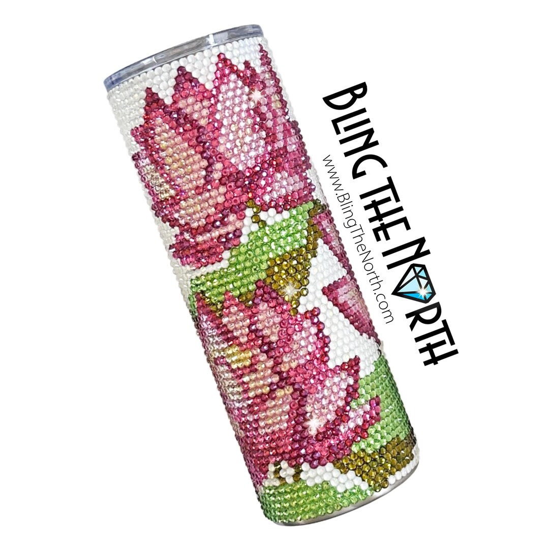 PINK LOTUS Rhinestone Tumbler | 20oz Skinny Straight | Bling the North ...