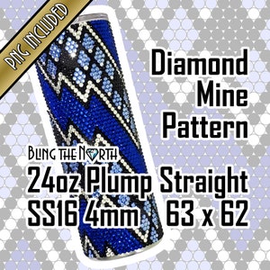 DIAMOND MINE Rhinestone Pattern Template | SS16 4mm | 24oz Plump Straight | Bling Tumbler Design | Bling the North | PNG for Sublimation