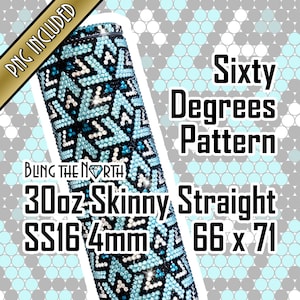 SIXTY DEGREES Rhinestone Pattern Template | SS16 4mm | 30oz Skinny Straight | Bling Tumbler Design | Bling the North | PNG for Sublimation