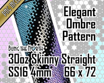 ELEGANCKI WZÓR OMBRE Z RADIAMI | SS16 4 mm | 30oz Skinny Straight | Bling Tumbler Design | Bling the North | PNG do sublimacji