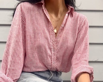 Birkin Linen Stripe Shirt | Long Sleeve Shirt | Linen Shirt