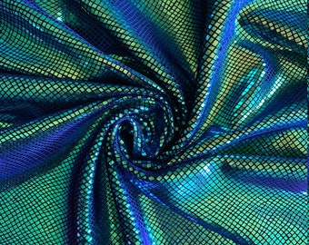 Python Iridescent Velvet - Snakeskin Velvet Stretch Fabric - Multiple Colors - Velvet Snakeskin Fabric by the Yard - Metallic Velvet Fabric