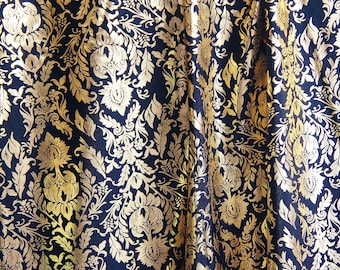 Baroque Style Metallic Spandex Fabric - Baroque Gold Foil Stretch Fabric - Fabric By The Yard - Stretch Fabric By The Yard