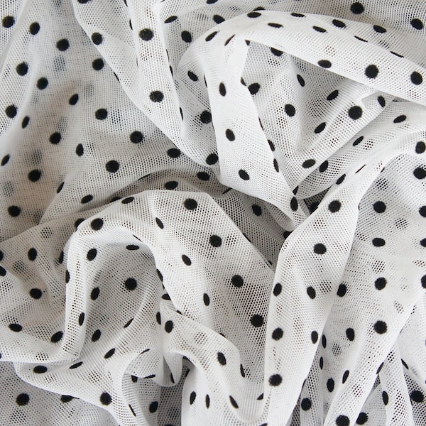 Mesh Fabric By The Yard - Pop Dot Mesh - Polka Dot Flocked Mesh Fabric By The Yard - Buy Fabric Online - Polka Dot Fabric By The Yard