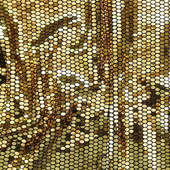 Tela elástica de lentejuelas mirrorball negra y dorada, por metro -   España