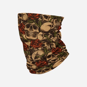 Skulls n Roses Neck Gaiter Face Mask Face Cover Scarf