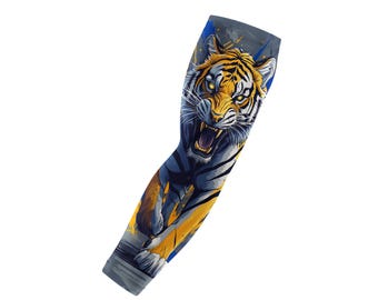 Golden Tiger Arm Sleeve, Fierce Tiger Compression Sleeve, Youth & Adult Sizes Available