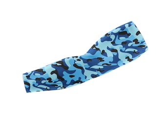 Blue Camo Arm Sleeve, Custom Arm Sleeve, Personalized Arm Sleeve, Compression Arm Sleeve, Adult and Youth sizes