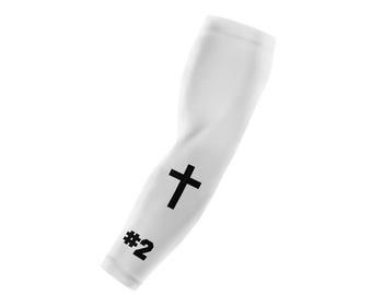 Faith Number Sleeve, Cross Sleeve, Athletic Compression Sleeve, Youth and Adult Sizes, Group Rates Available