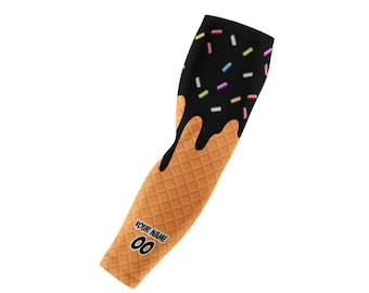 Midnight Fudge Black Drip Arm Sleeve - Personalized Youth & Adult Sports Compression Sleeve - Waffle Cone Design - Group Rates Available
