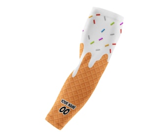 Vanilla Bean Ice Cream Drip Arm Sleeve - Personalized Youth & Adult Sports Compression Sleeve - Waffle Cone Design - Group Rates Available