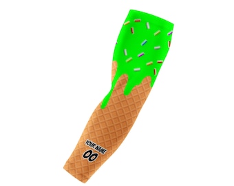 Neon Sorbet Lime Green Drip Arm Sleeve - Personalized Youth & Adult Sports Compression Sleeve - Waffle Cone Design - Group Rates Available