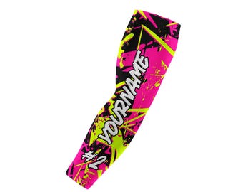 Neon Blast Arm Sleeve, Neon Pink and Yellow, Personalize With Name and Number, Youth and Adult Sizes Available, Group Rates Available
