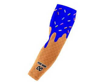 Blueberry Ice Cream Drip Arm Sleeve - Personalized Youth & Adult Sports Compression Sleeve - Waffle Cone Design - Group Rates Available