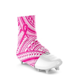 Custom Pink Polynesian Design Cleat Covers, Breast Cancer Awareness, Adult and Youth Sizes