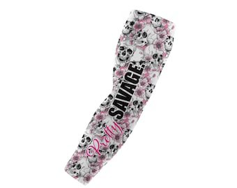 Pretty Savage Arm Sleeve | Skull & Flower Compression Sleeve | Youth and Adult Sizes Available