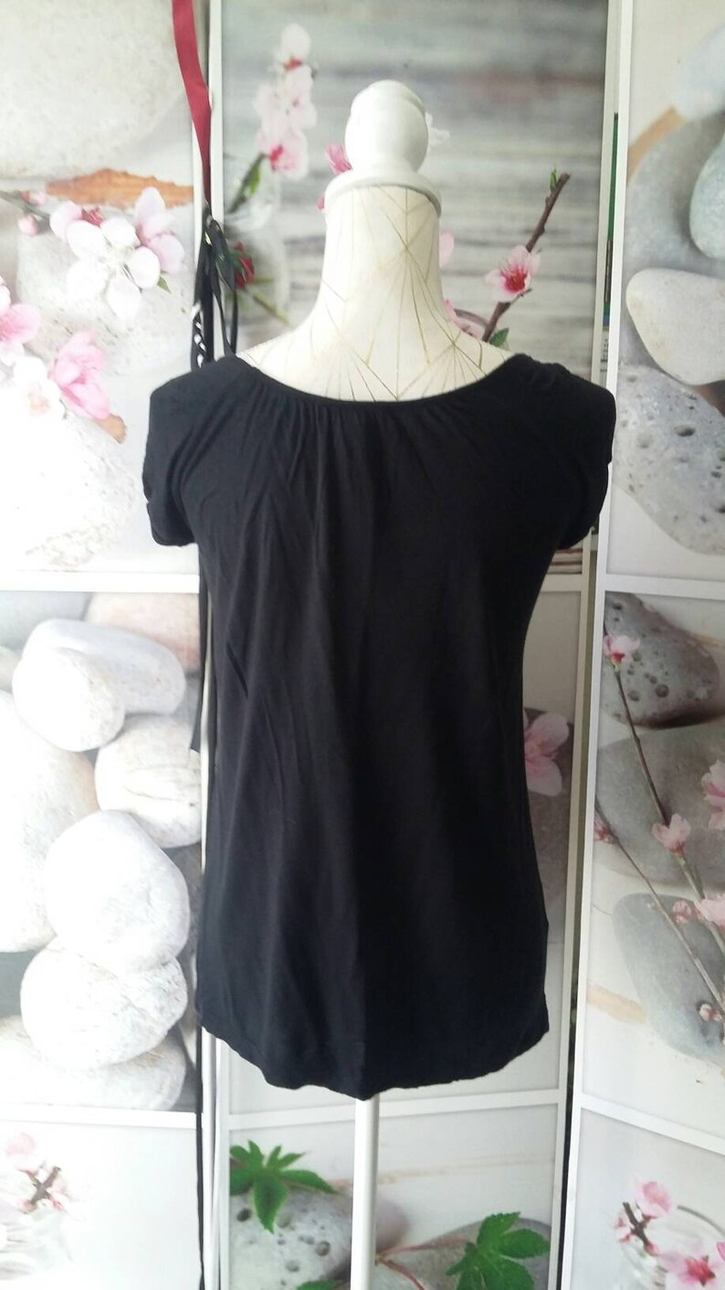 Black lace elastic blouse S USA 6 UK 8