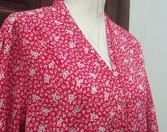 Vintage romantic flower bluose 80s Size: XL UK 14 USA 12