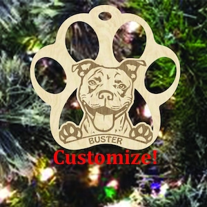 Pit bull Christmas Ornament, Pit Bull Gifts, Pitbull Ornament, Bull Terrier Gifts, Pit Bull Ornaments, Christmas Ornament, Pet Memorial, Pit