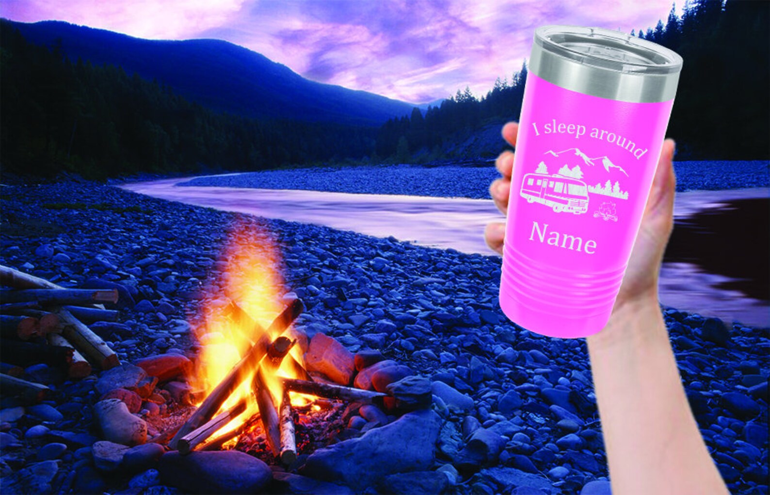 Motor Home, I Sleep Around Tumbler, Camper, Camping Tumbler