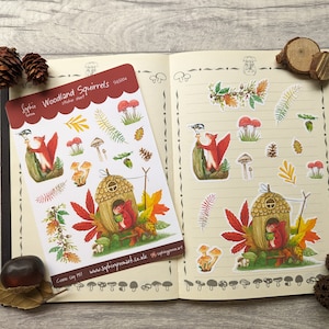 Woodland Squirrels - Sticker Sheet - Autumnal - Stationary - Vinyl