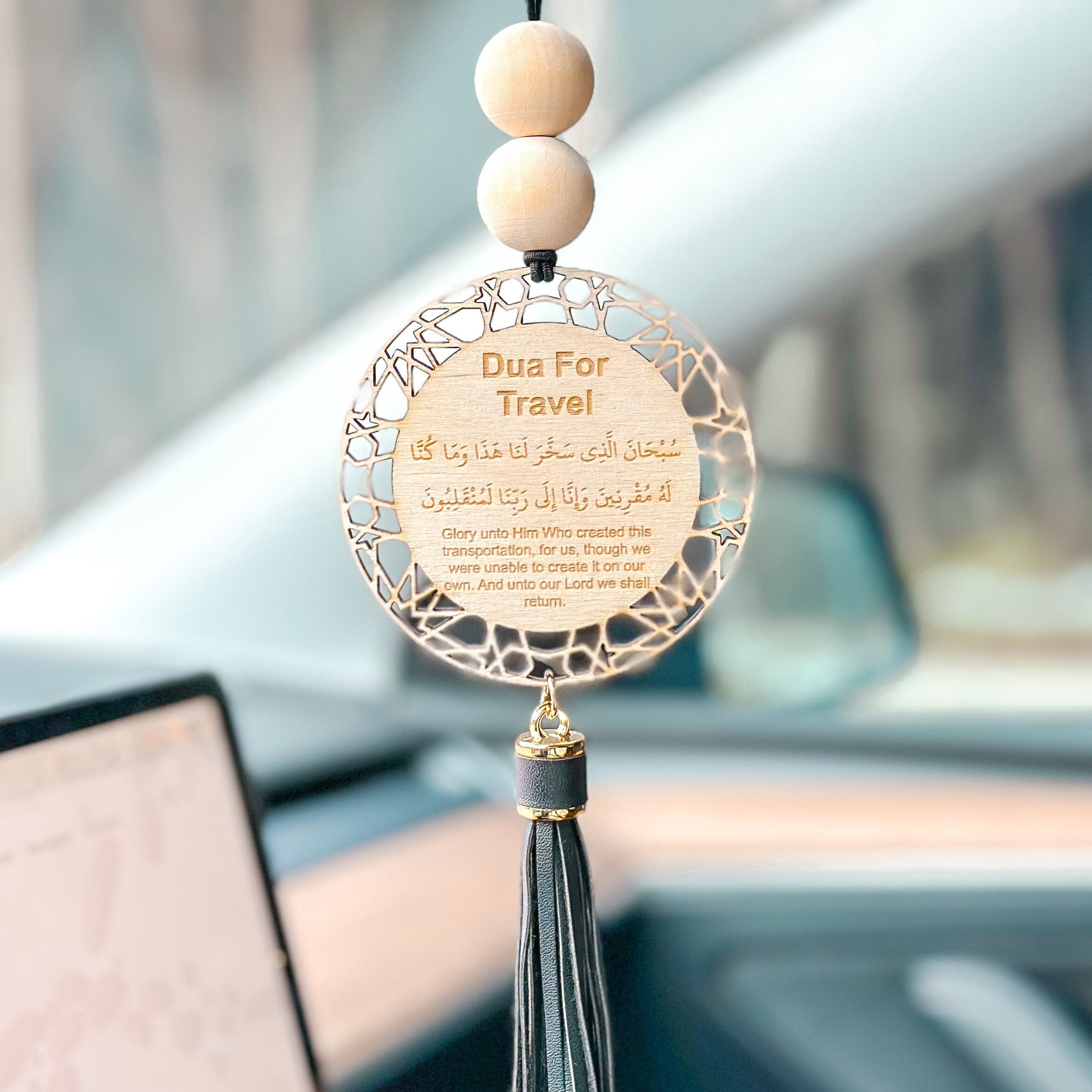 Islamic Rearview Mirror Car Hanger With Dua for Travel Made With