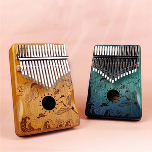 17 Key Crane Gradient Kalimba,  Kalimba African Peach Wood Thumb Piano, Wooden Thumb Piano, Finger Piano Instrument, Personalized gifts