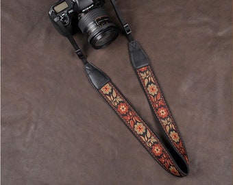 Embroidered Flower Camera Strap, Vintage Embroidered Camera Strap, National Style Camera Accessories, Embroidery Camera Strap, Birthday Gift