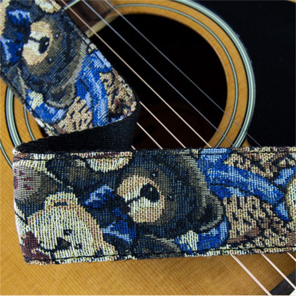 Teddy Bear Embroidered Guitar Strap, Acoustic Guitar Electric Guitar Strap, Guitar Messenger Strap, Guitar Accessories, Special Gift