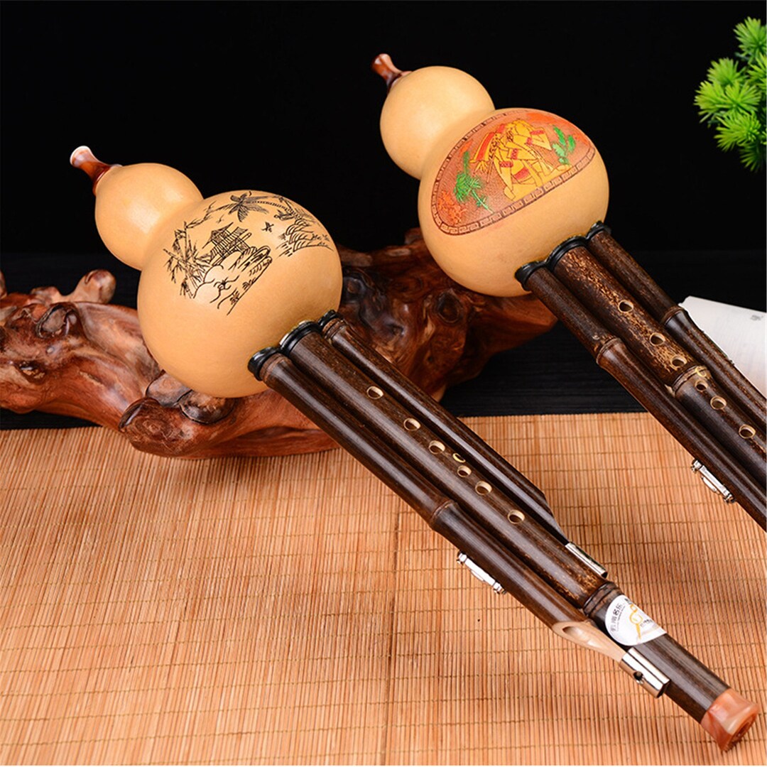 Durable Flute Musical Instrument Gourd Silk Cucurbit Silk Practice Playing Type Cucurbit Flute In B-flat CGFD Seven Hole Purple Bamboo Gourd Silk (Color : Brown, Size