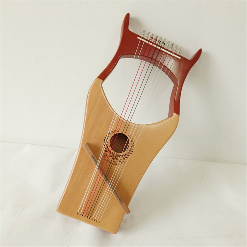 10 String Spruce Lyre, Vertical Lyre, Lyre Harp, Wood Stringed Instrument, Lyre Beginners, Music Gift For Children, Kalimba, Great Gift image 1