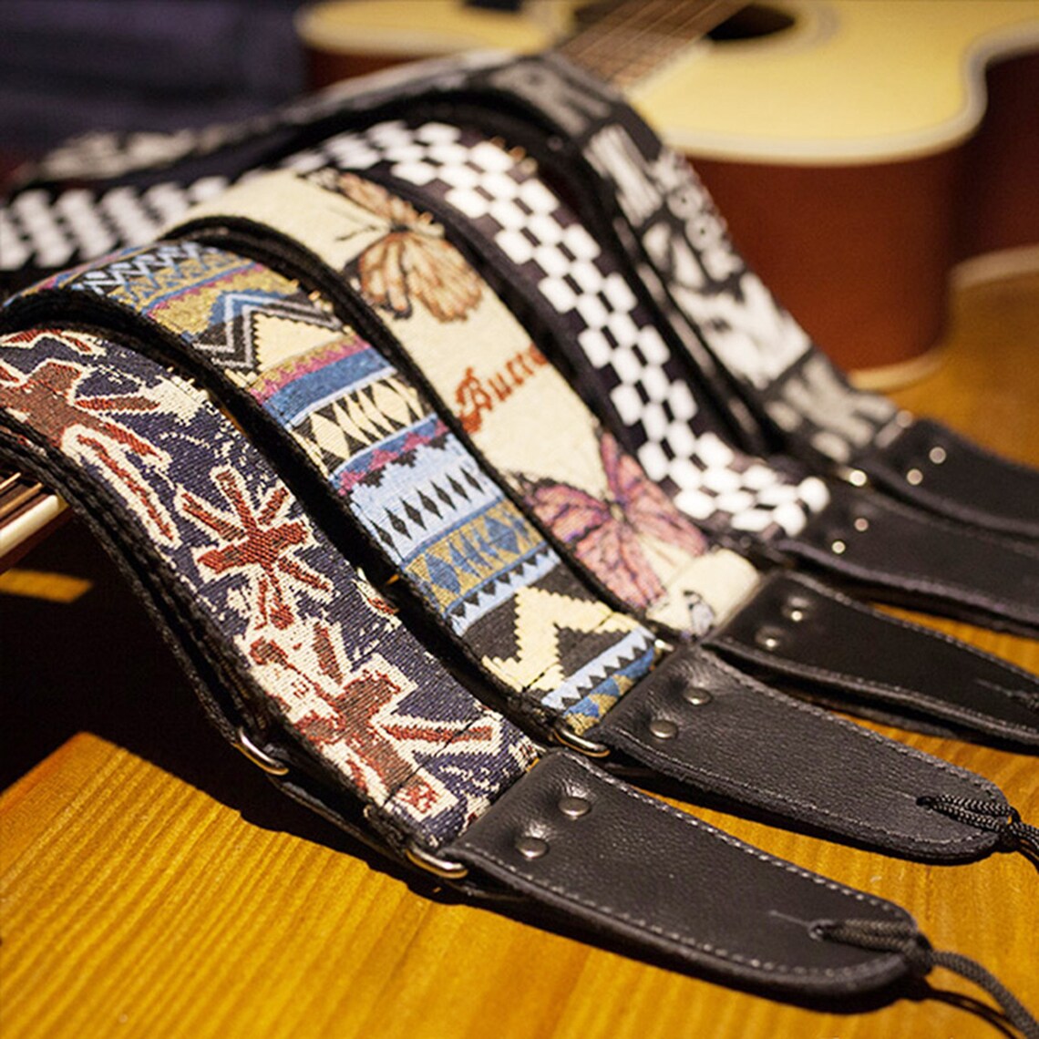 Vintage Embroidered Guitar Strap Cotton Strap Unique Stylish Etsy