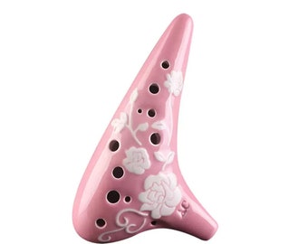 12-holes bloem Ocarina, stro gerookte Ocarina, roze Ocarina, Chinese Alto C Ocarina, handgestookte Ocarina, beginners Ocarina, cadeau voor muziekliefhebber