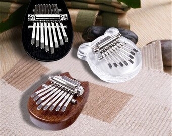 Mini 8-tone Thumb Piano, Cute Wooden Kalimba, Transparent Thumb Piano Pendant, Acrylic Finger Piano, Musical Instrument Pendant, Kids Gift