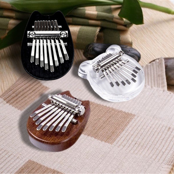 Mini 8-tone Thumb Piano, Cute Wooden Kalimba, Transparent Thumb Piano Pendant, Acrylic Finger Piano, Musical Instrument Pendant, Kids Gift