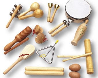 Wooden Music Instrument Set, Early Education Music Toys, Wooden Sand Eggs, Percussion Instruments, Wooden Rattles, Hand Drums,Gifts For Kids