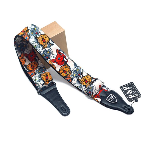 Cheetah Guitar Strap Embroidered Bass Strap Guitar Strap Etsy