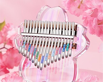 17/21-Key Acrylic Cherry Blossom Thumb Piano, Transparent Butterfly Thumb Piano, Acrylic Kalimba, Kalimba Beginners, Gifts for Kids Adults