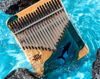 17/21 Key Deep Sea Blue Whale Thumb Piano, Thumb Piano,Portable Musical Instrument, Kalimba For Beginner, Classical Instrument, Gift For Kid