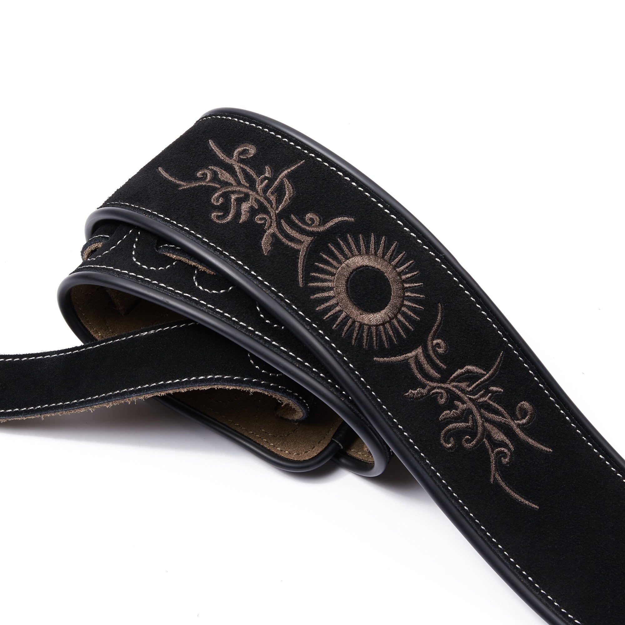Embroidered Suede Leather Guitar Strap Adjustable Guitar Etsy