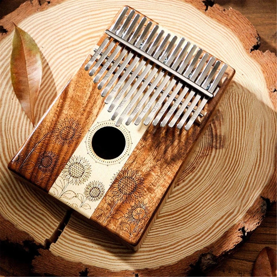 Sunflower Thumb Piano, 17 Key Wooden Kalimba Thumb Piano, Finger Piano