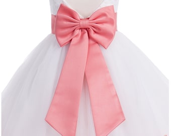 Satin Polyester Tie sash Bow Wedding Special Occasion Accessories Satin Belt Junior Bridesmaid Sash Summer Easter Birthday Girl Bow Sash