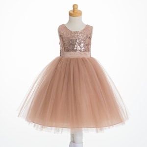 Rose Gold Sequins Mesh Flower Girl Dress Tulle Dresses Wedding