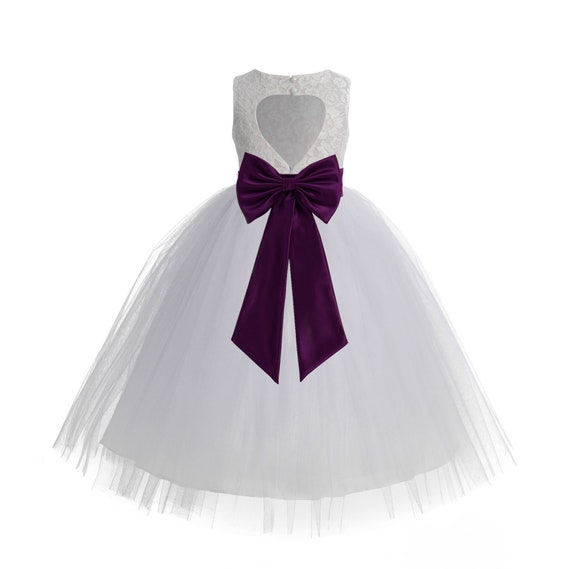 flower girl dress with heart cut out