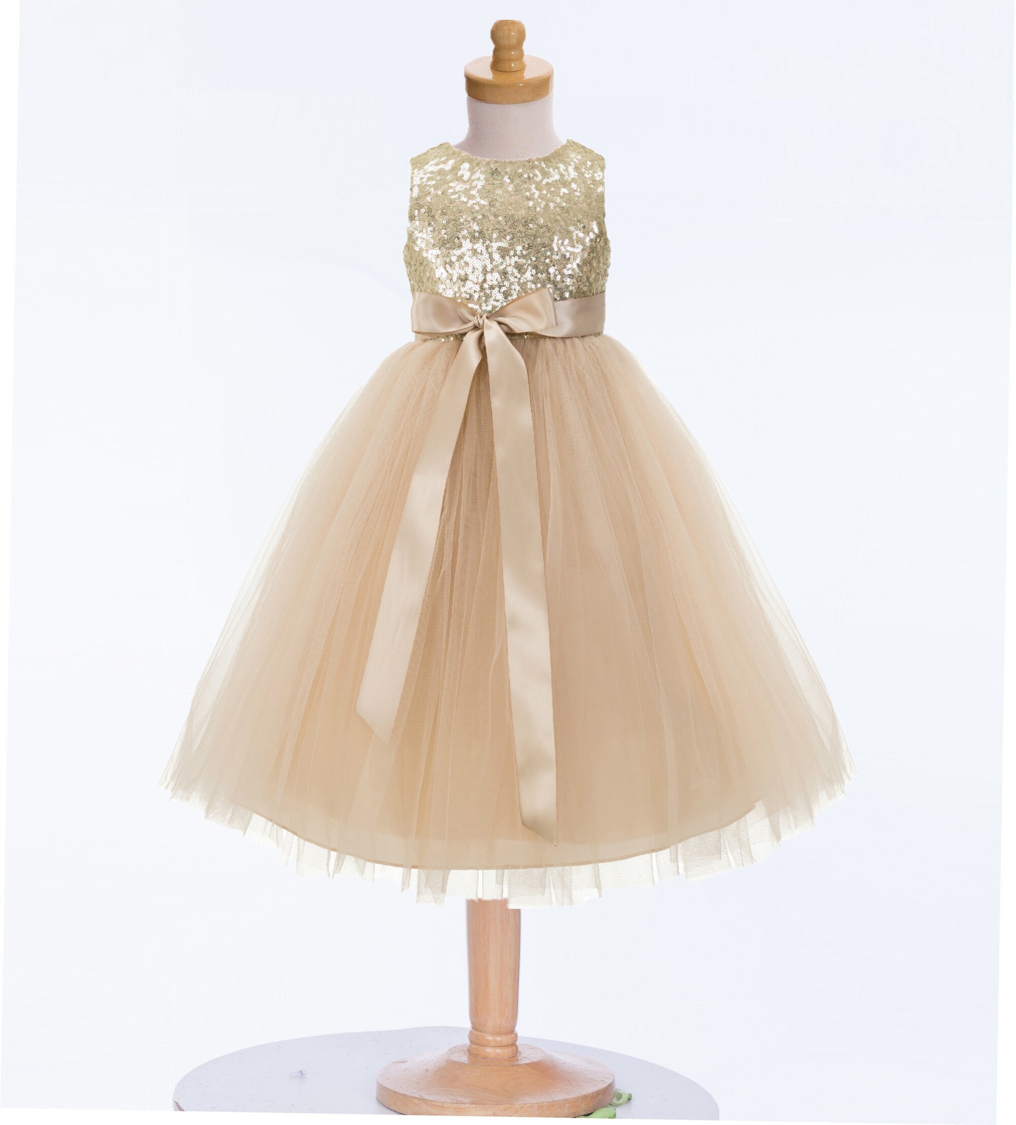 Rose Gold Sequins Mesh Flower Girl Dress Blush Tulle Dresses Etsy