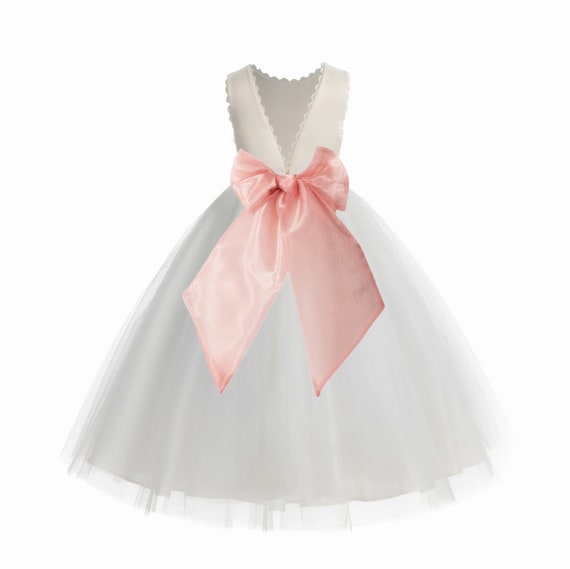 V Back Flower Girl Dress, Ivory Flower Girl Dresses, Holy Communion Dress, Couture Flower Girl Dress, Colored Flower Girl Dress, Ball Gown V Back Flower Girl Dress, Ivory Flower Girl Dresses, Holy Communion Dress, Couture Flower Girl Dress, Colored Flower Girl Dress, Ball Gown