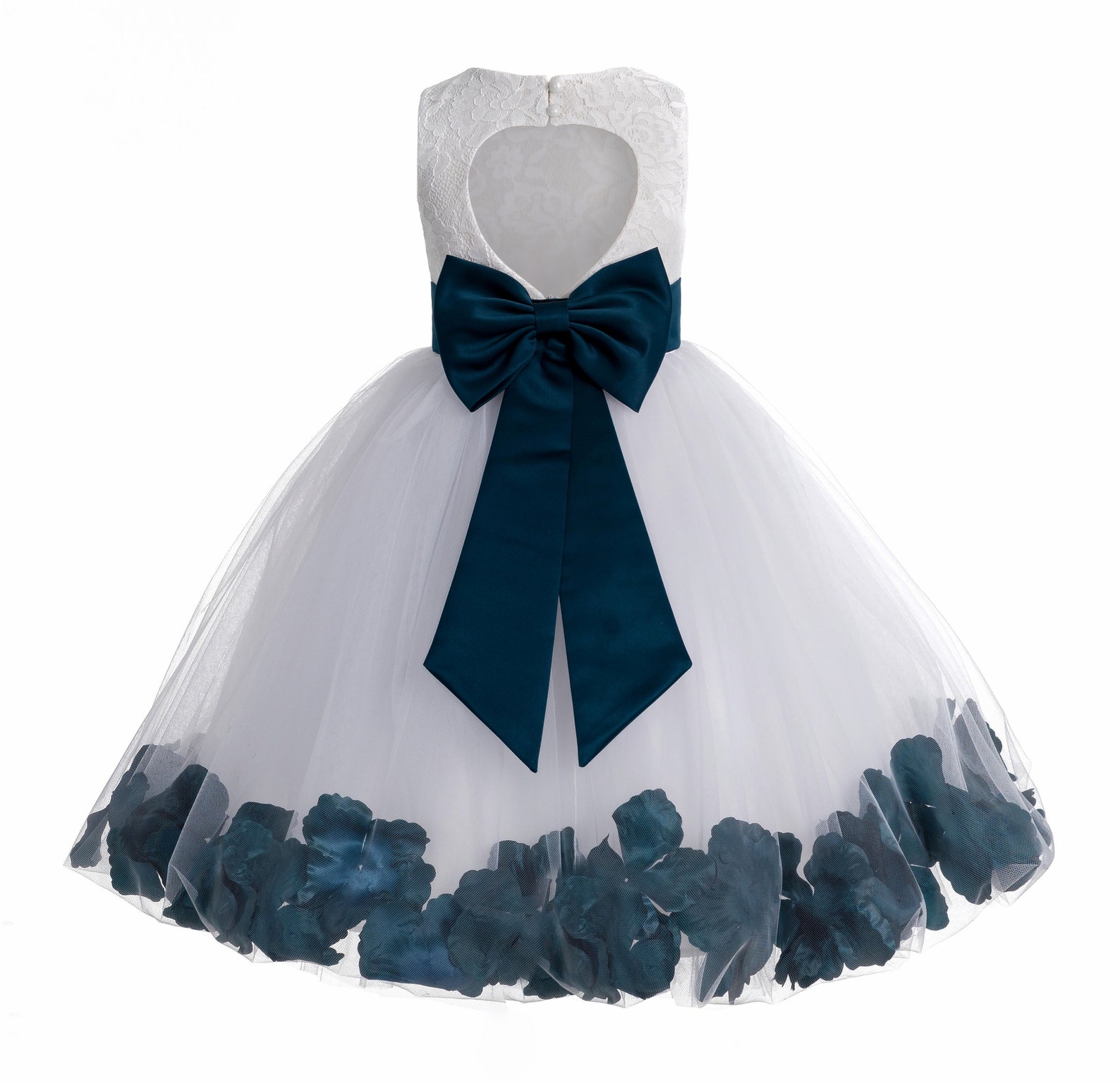 White Flower Girl Dress Heart Shaped Cutout Petals Dresses Etsy