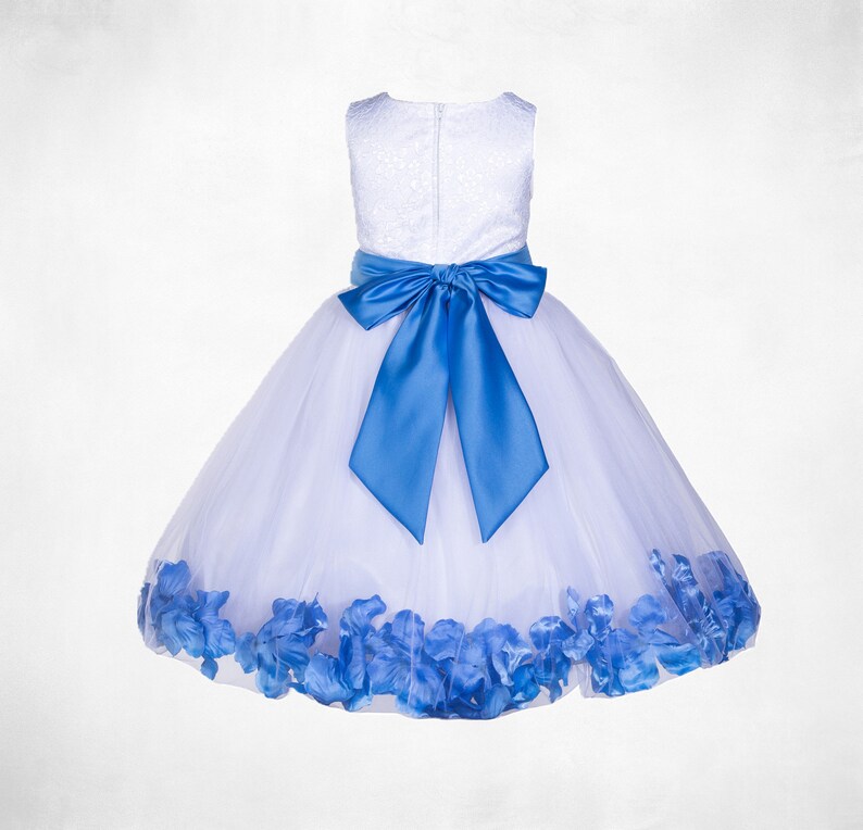 Floral Lace White Flower Girl Dress Rose Petals Flower Girl Etsy