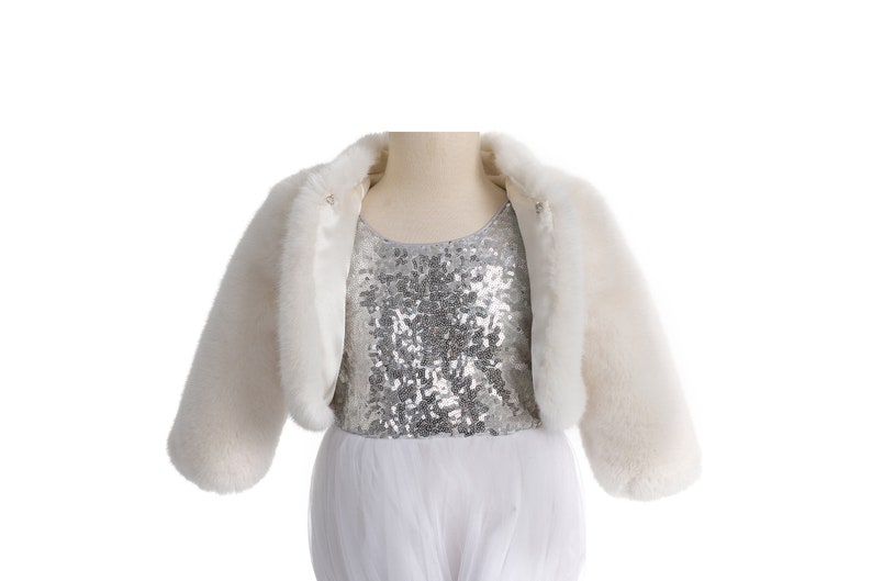 Lacey Bell Girls Communion Flower Girl Faux Fur Jacket Bolero CJ120